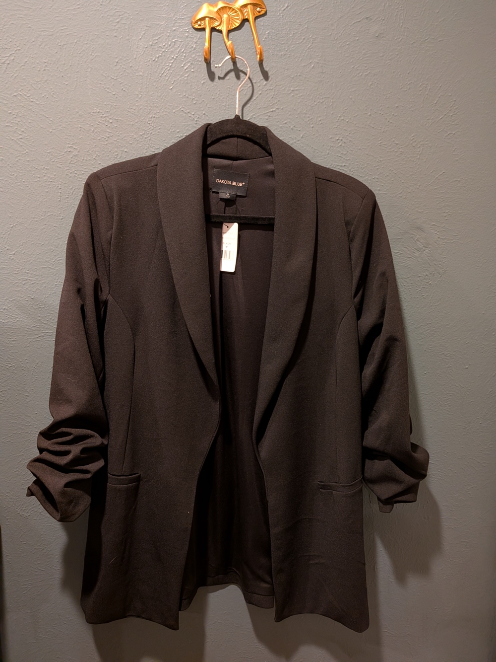 Daniel Rainn Black Drape Open-Front Blazer